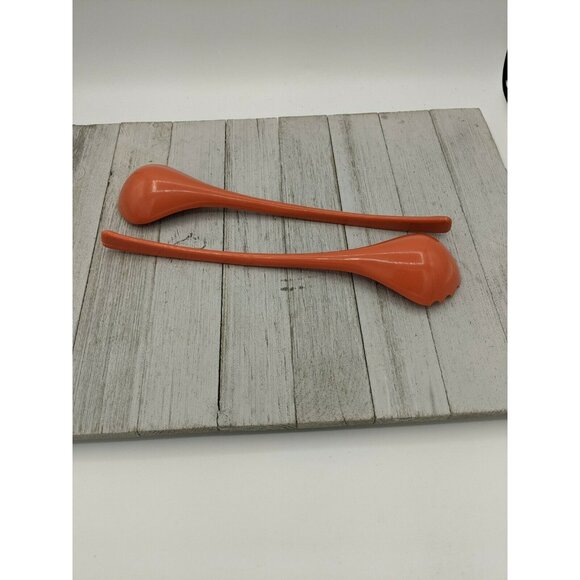 Melamine 2 Piece Salad Serving Fork Spoon Tongs Orange Flatware 11" - Picture 4 of 6